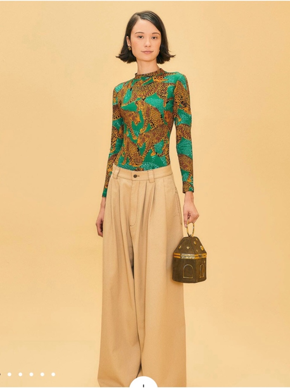 FARM Rio Tan Wide Leg High-Rise Pants 🔥 Size M